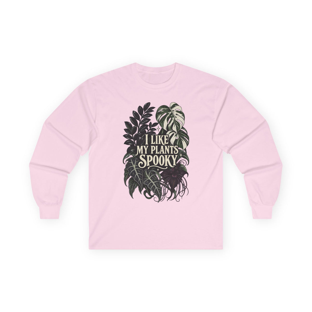 Spooky Plant Lover Long Sleeve Tee — "I Like My Plants Spooky" Graphic