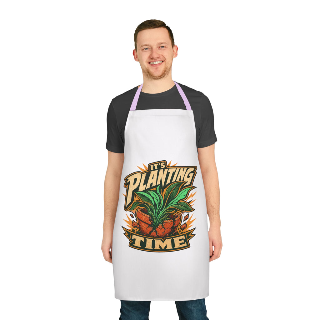 Planting Time Apron — Gardening Chef Apron with "It’s Planting Time" Graphic