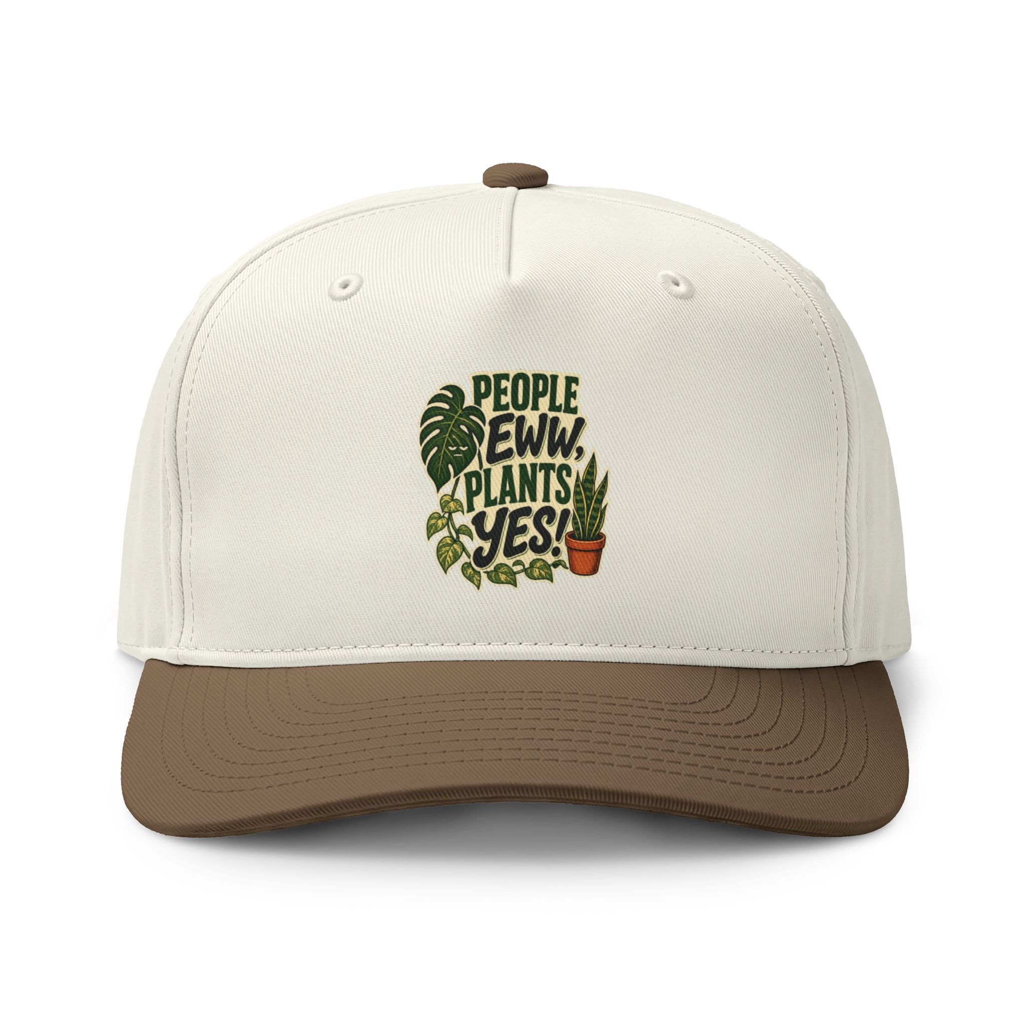 Plant Lover Two-Tone Cap — "People Eww, Plants Yes!" Embroidered Hat