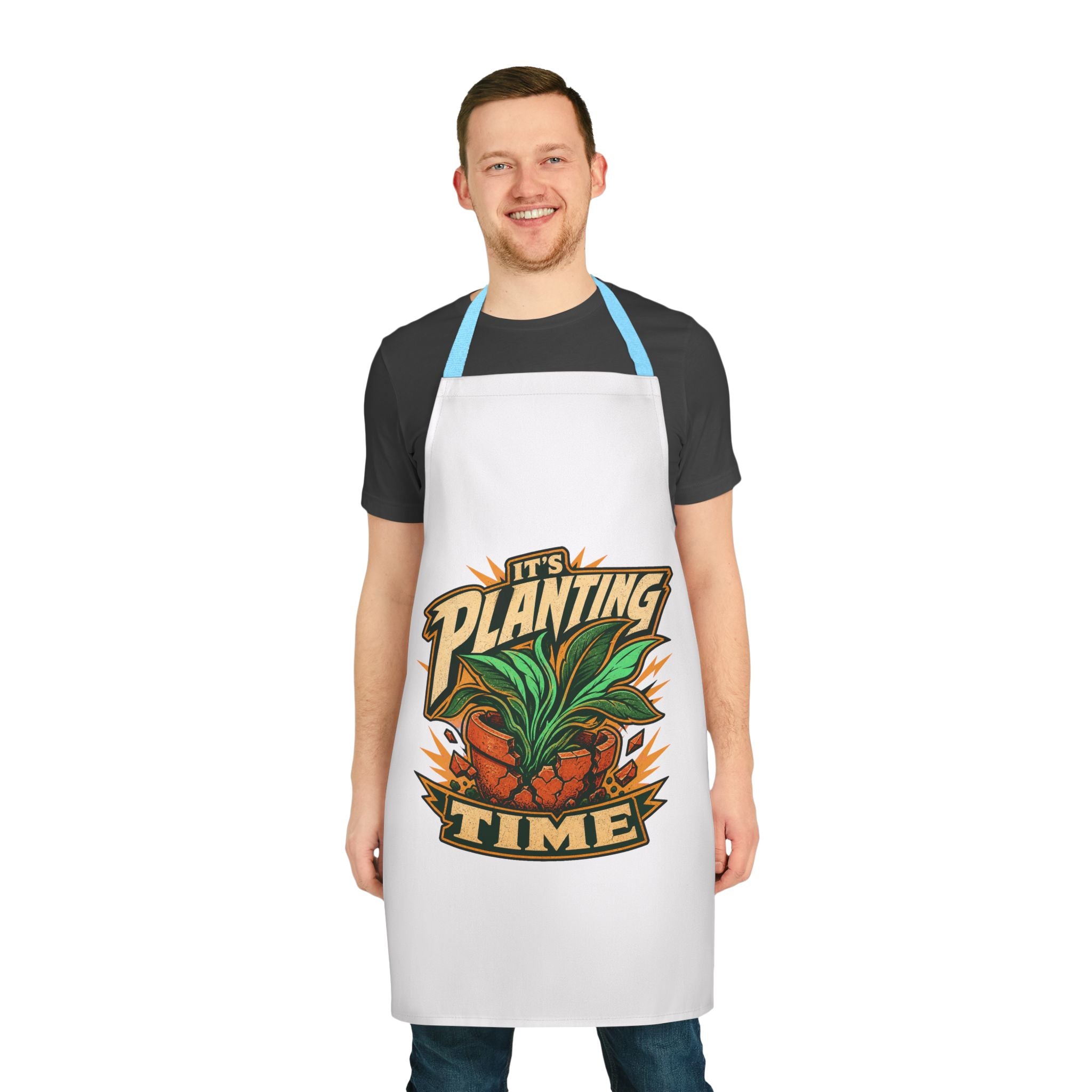 Planting Time Apron — Gardening Chef Apron with "It’s Planting Time" Graphic