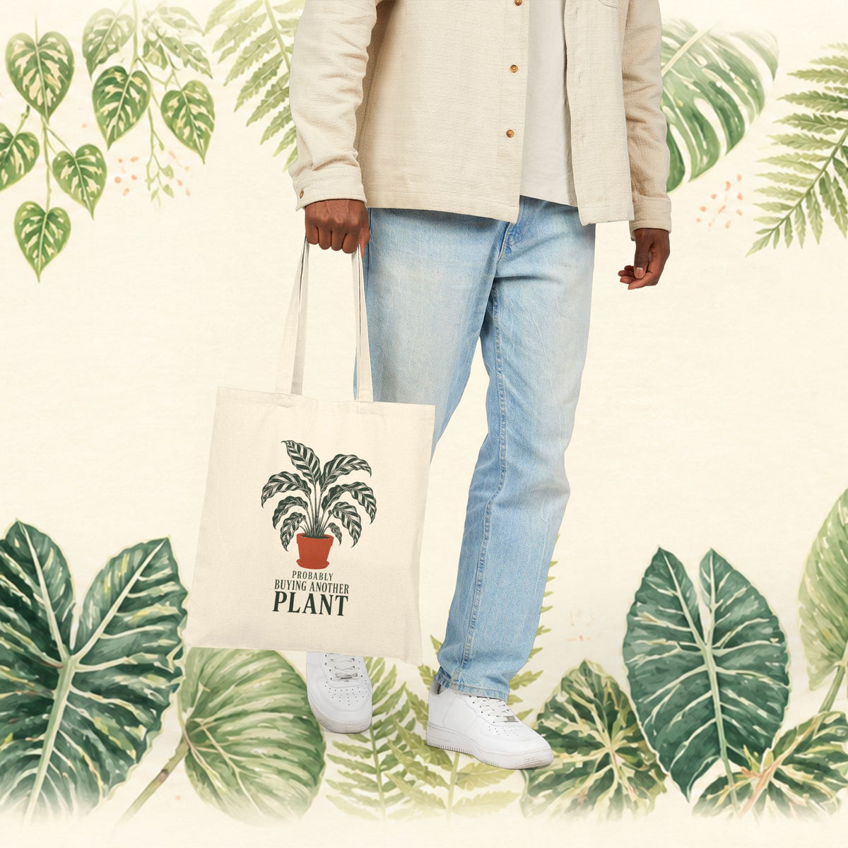 Plant Lover Tote Bag — "Probably Buying Another Plant" Cotton Canvas Tote