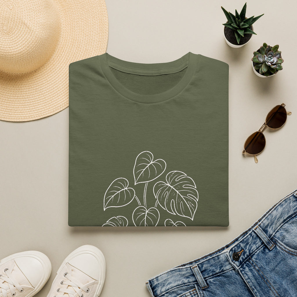 Monstera Line Art T-Shirt — Minimal Plant Lover Tee