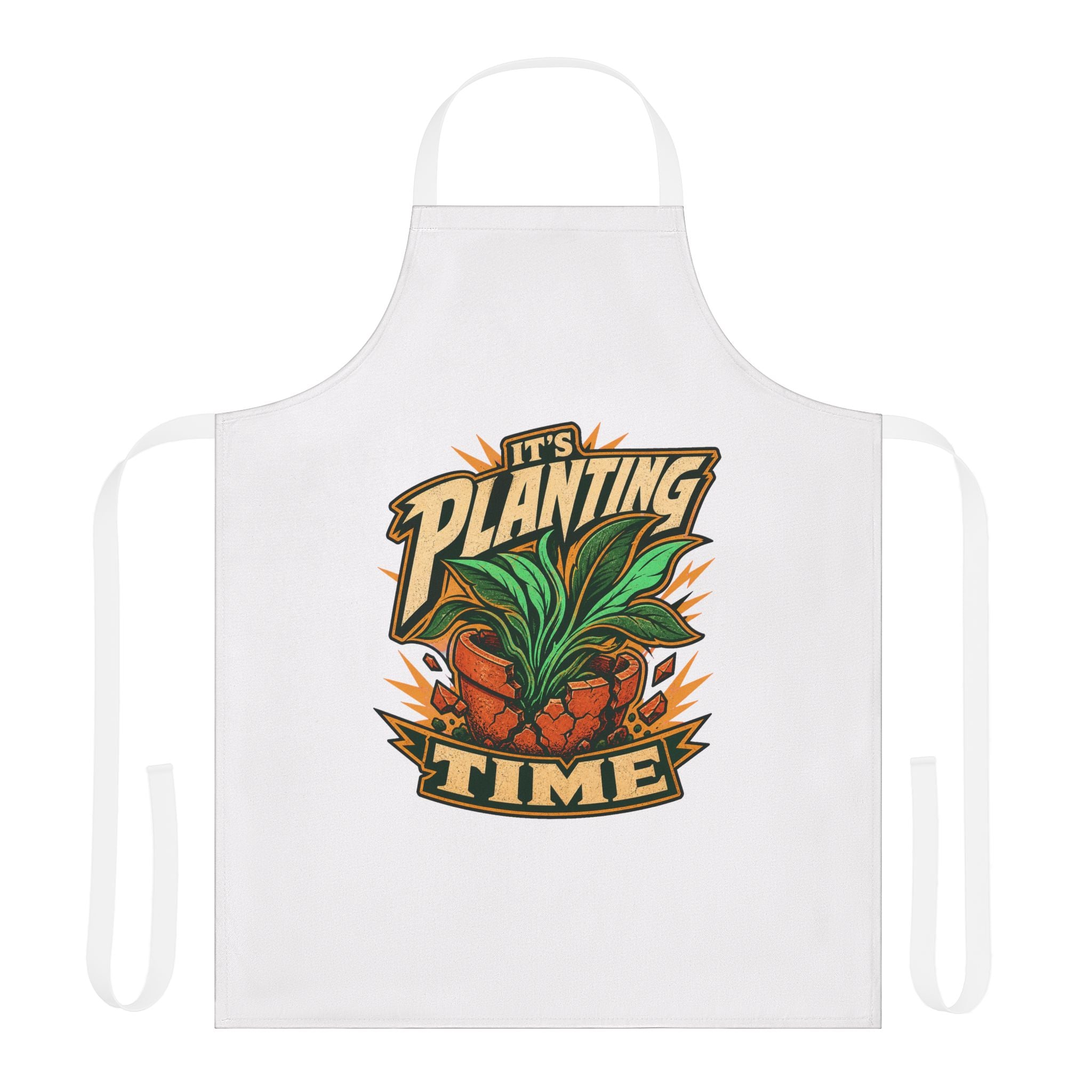 Planting Time Apron — Gardening Chef Apron with "It’s Planting Time" Graphic