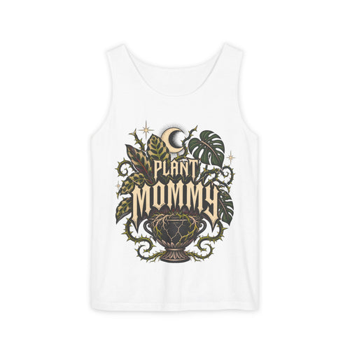 Plant Mommy Tank Top — Botanical Vintage Moon & Monsteras Graphic