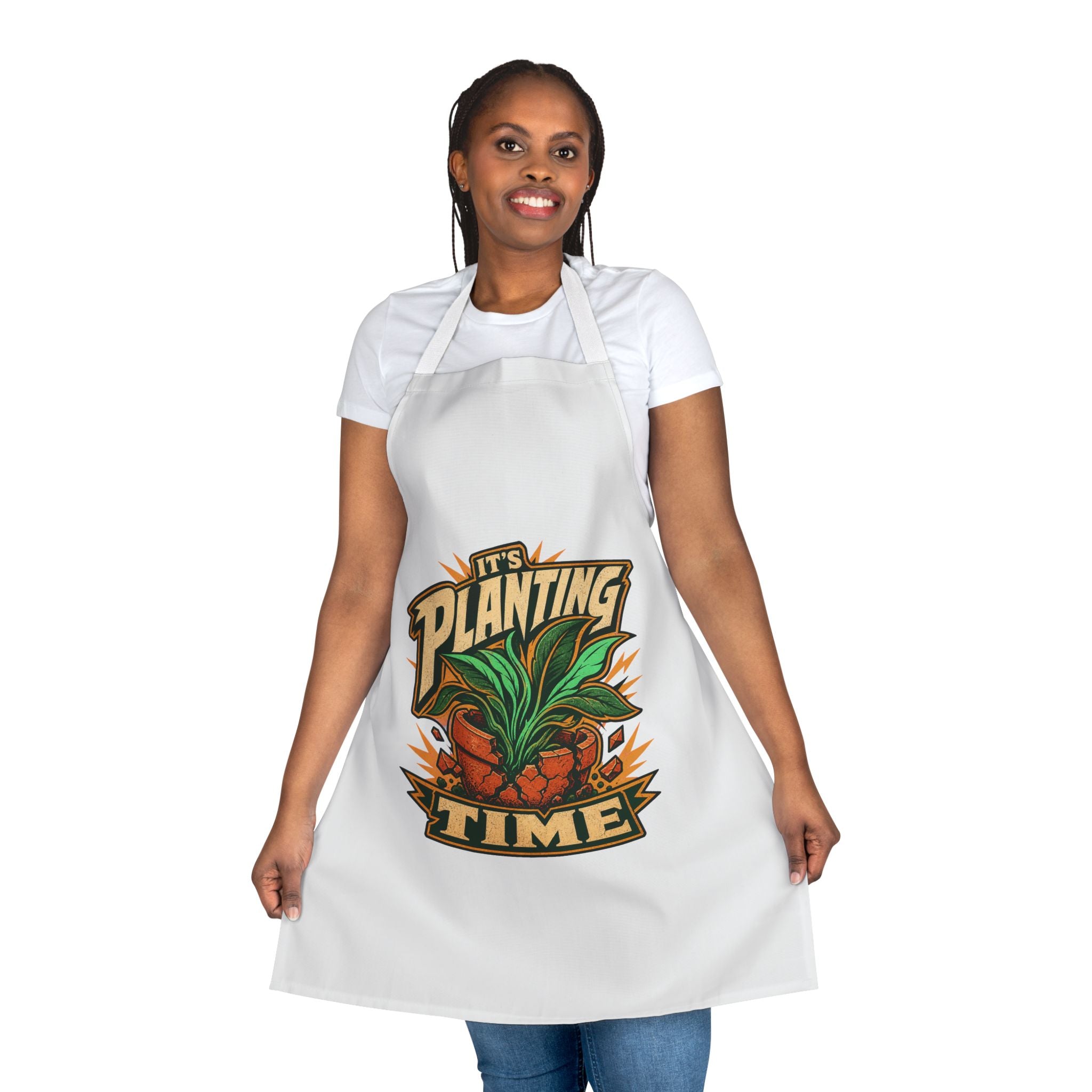 Planting Time Apron — Gardening Chef Apron with "It’s Planting Time" Graphic