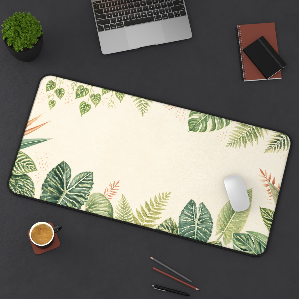 Botanical Leaf Desk Mat – Tropical Green Plant Mouse Pad Surface