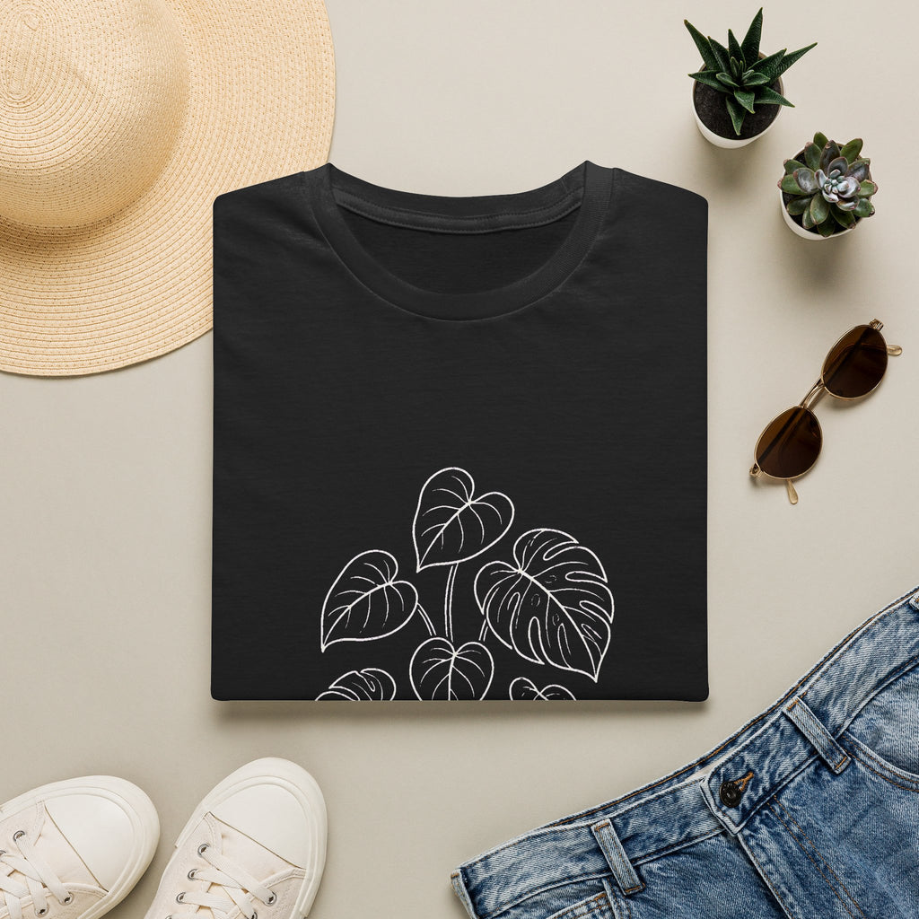 Monstera Line Art T-Shirt — Minimal Plant Lover Tee
