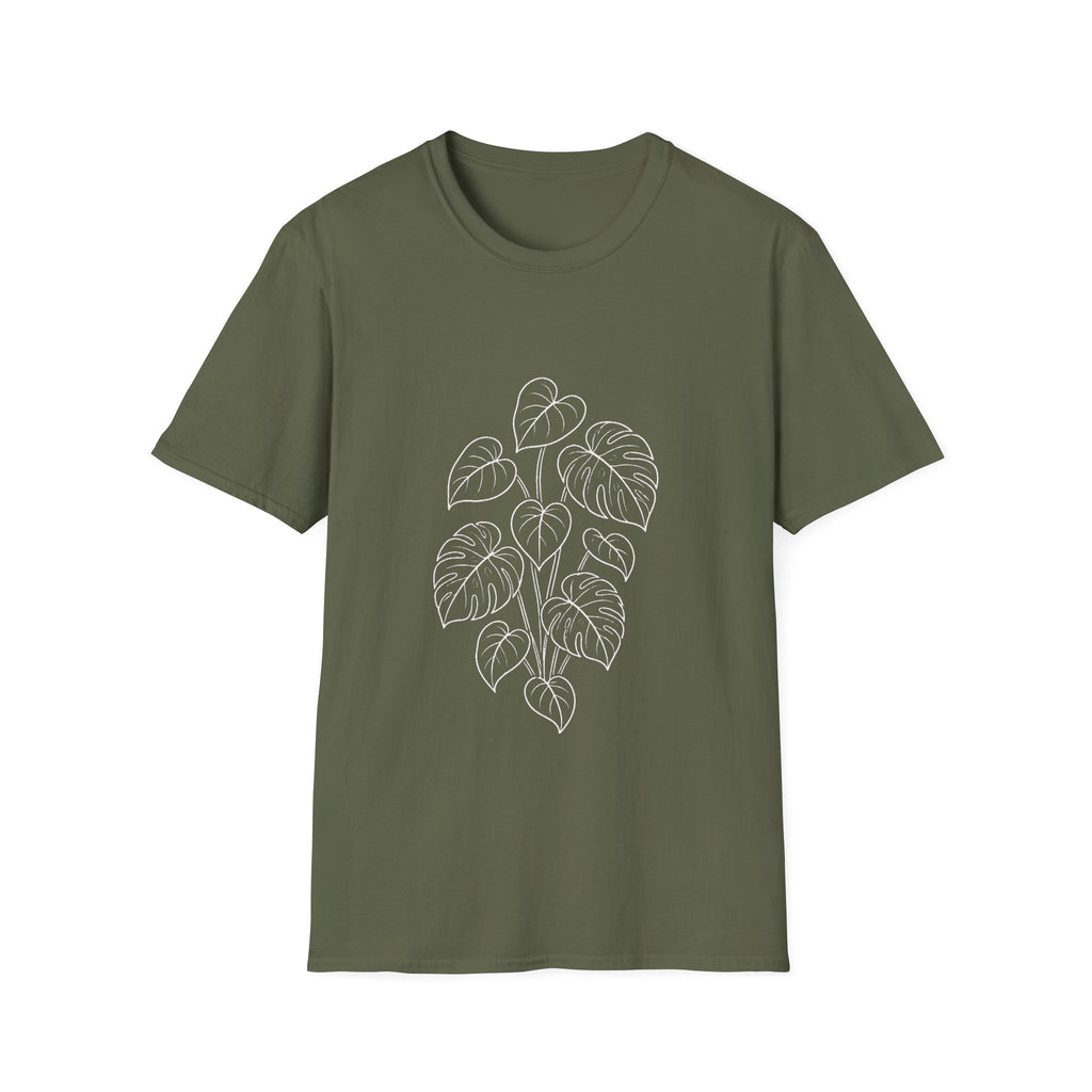 Monstera Line Art T-Shirt — Minimal Plant Lover Tee