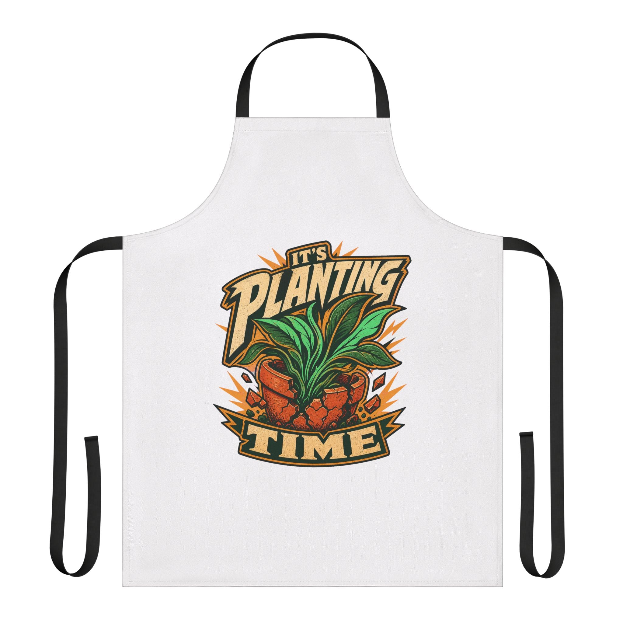 Planting Time Apron — Gardening Chef Apron with "It’s Planting Time" Graphic