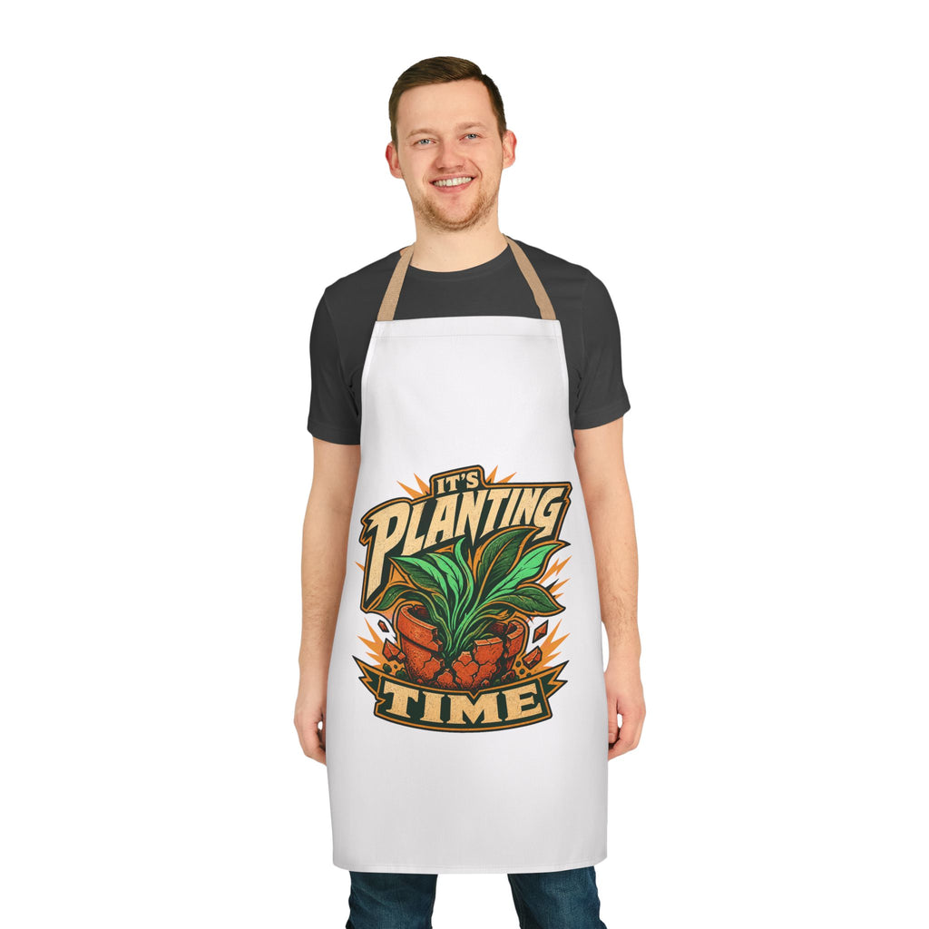 Planting Time Apron — Gardening Chef Apron with "It’s Planting Time" Graphic