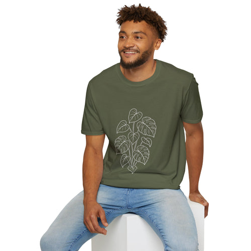 Monstera Line Art T-Shirt — Minimal Plant Lover Tee