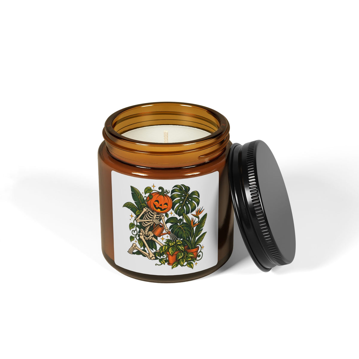 Pumpkin Planting Soy Candle — Amber Jar Fall Scented Candle