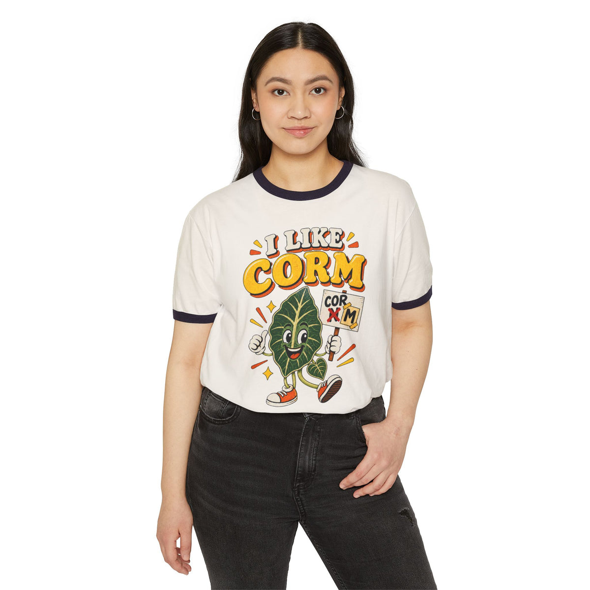 I Like Corm T‑Shirt — Funny Corn Leaf Retro Ringer Tee