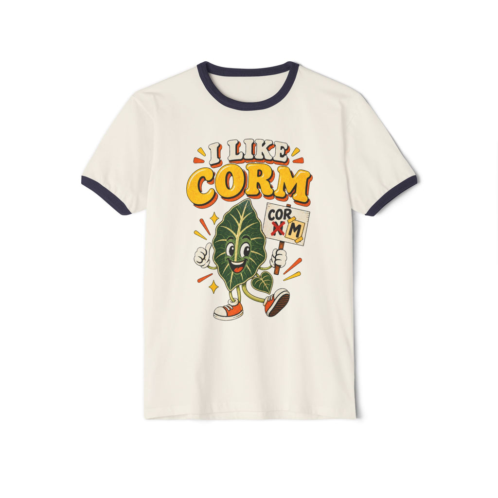 I Like Corm T‑Shirt — Funny Corn Leaf Retro Ringer Tee