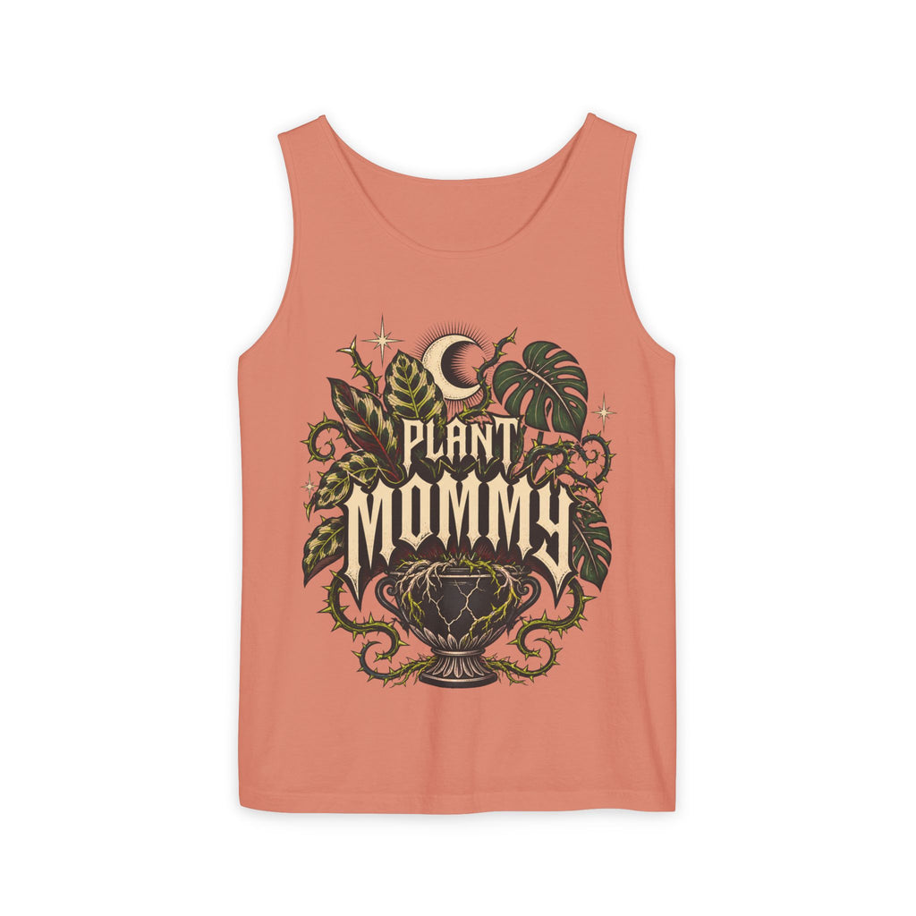 Plant Mommy Tank Top — Botanical Vintage Moon & Monsteras Graphic