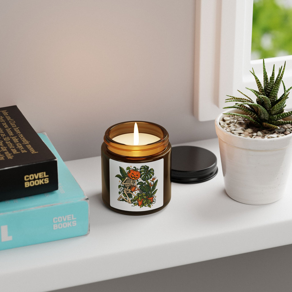 Pumpkin Planting Soy Candle — Amber Jar Fall Scented Candle
