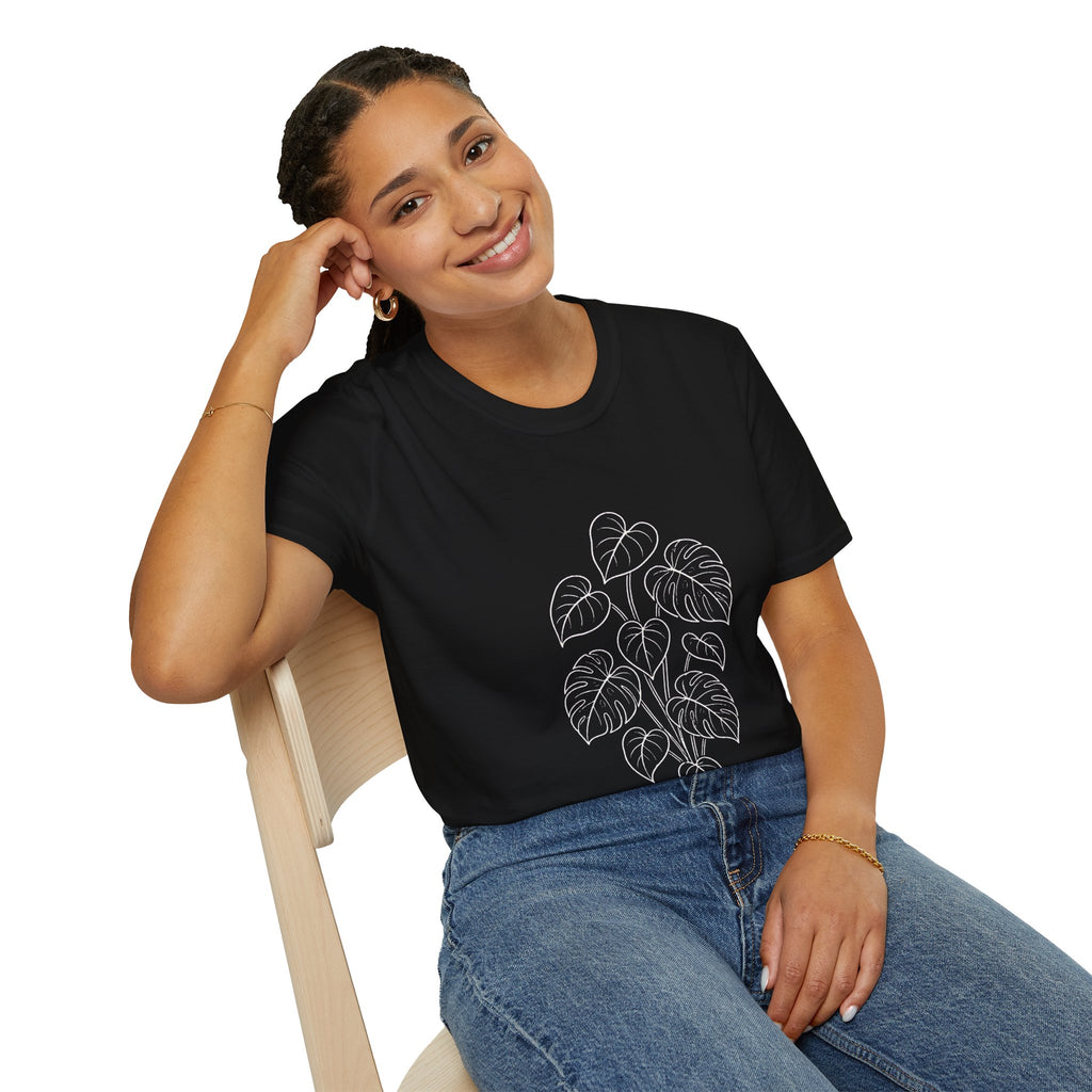 Monstera Line Art T-Shirt — Minimal Plant Lover Tee