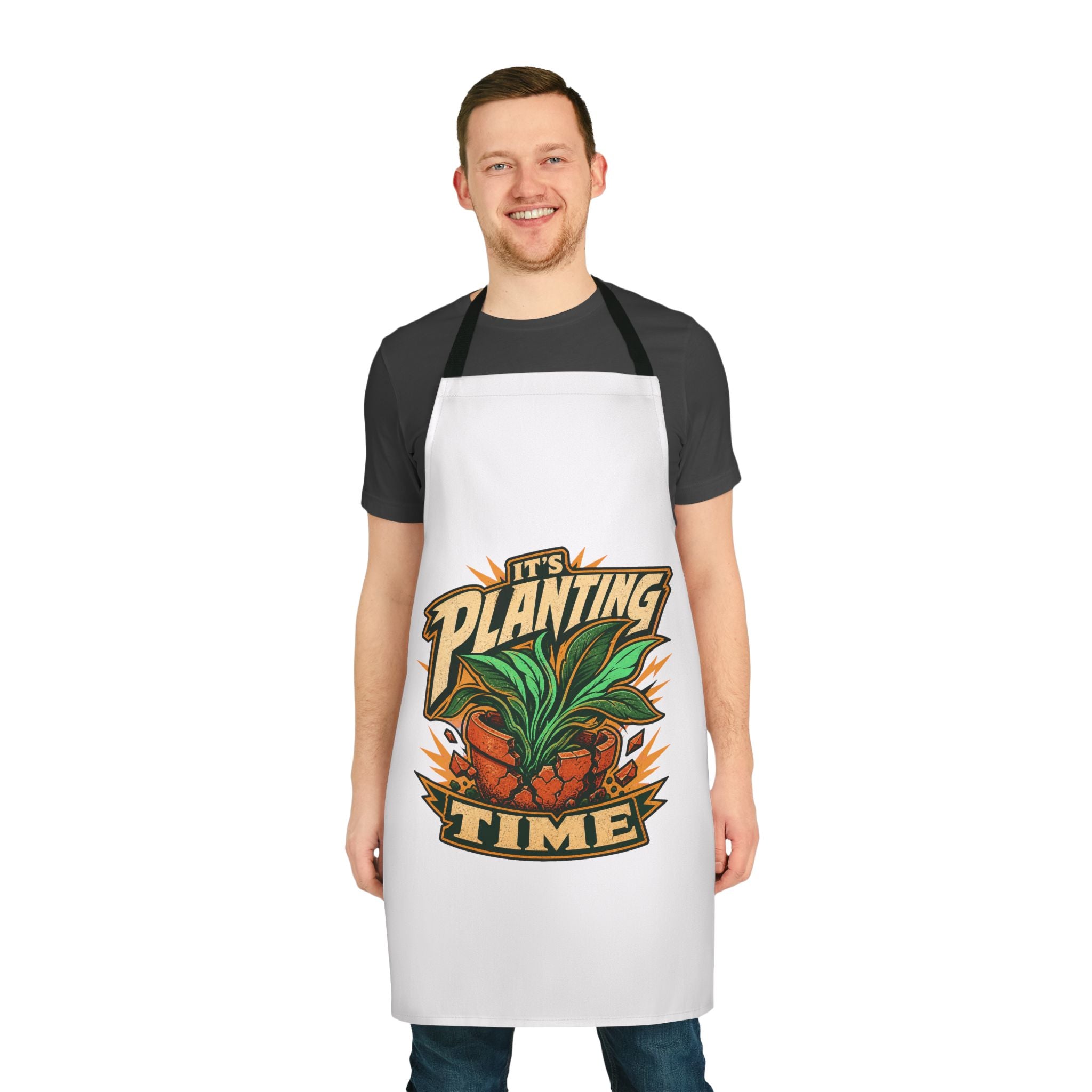 Planting Time Apron — Gardening Chef Apron with "It’s Planting Time" Graphic