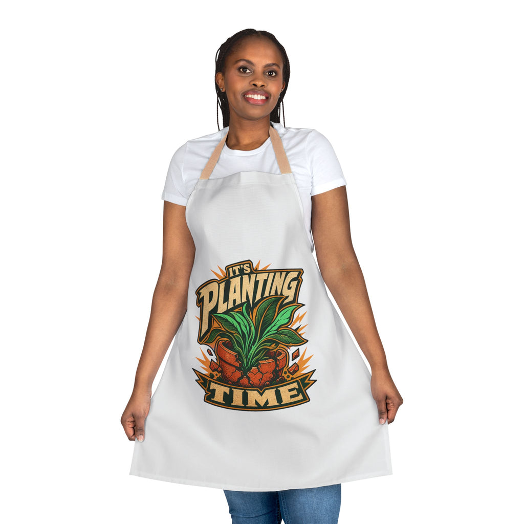 Planting Time Apron — Gardening Chef Apron with "It’s Planting Time" Graphic