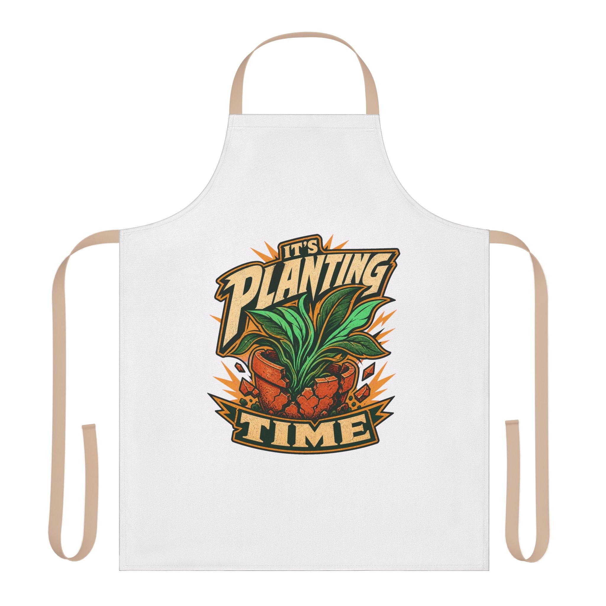 Planting Time Apron — Gardening Chef Apron with "It’s Planting Time" Graphic