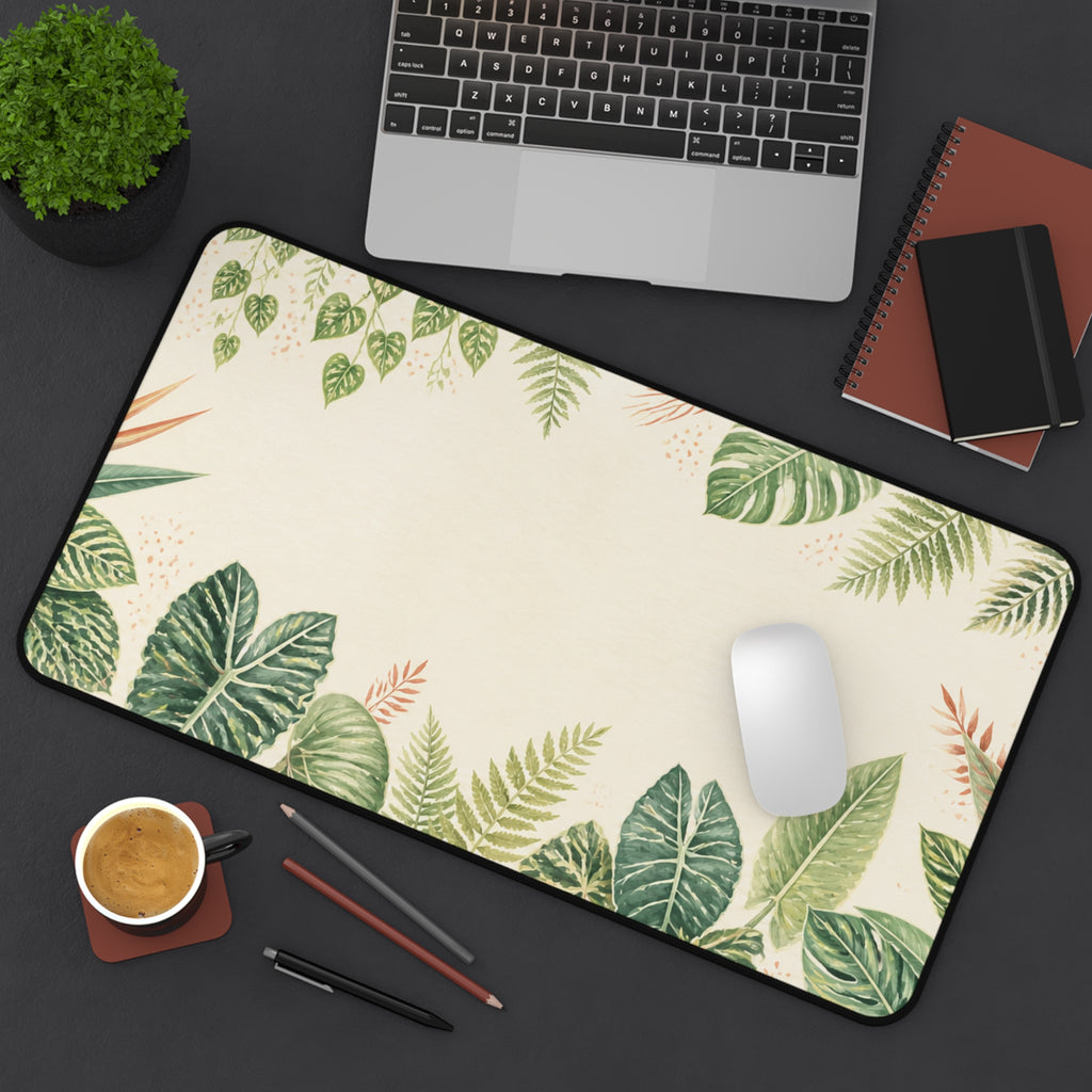 Botanical Leaf Desk Mat – Tropical Green Plant Mouse Pad Surface