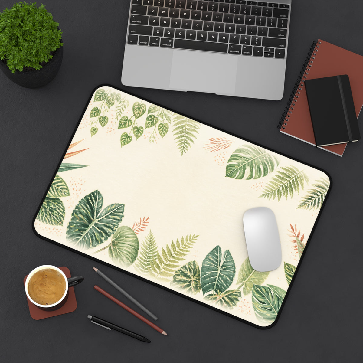 Botanical Leaf Desk Mat – Tropical Green Plant Mouse Pad Surface